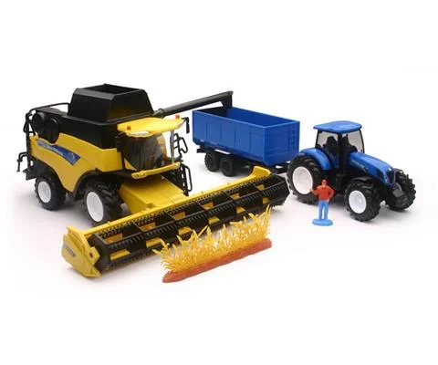 New Holland CR9090 Combine with New Halland T700 Tractor and Grain Wagon - NEW-RAY