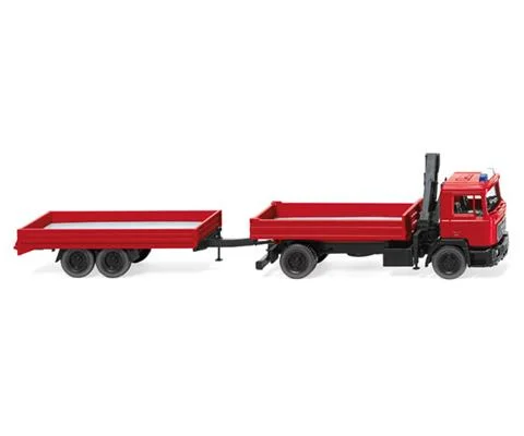 Fire Brigade - MAN F 90 Flatbed Truck and Trailer