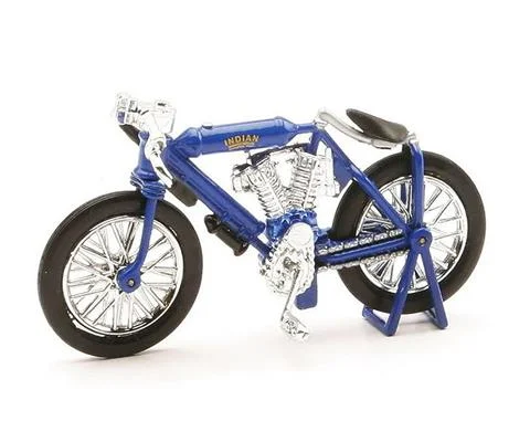 1908 Indian Twin Racer Motorcycle in Blue - NEW-RAY