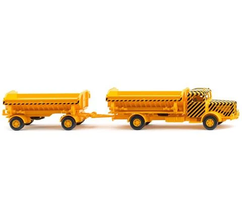 Bussing 8000 Dump Truck with Trailer in Traffic Yellow - WIKING