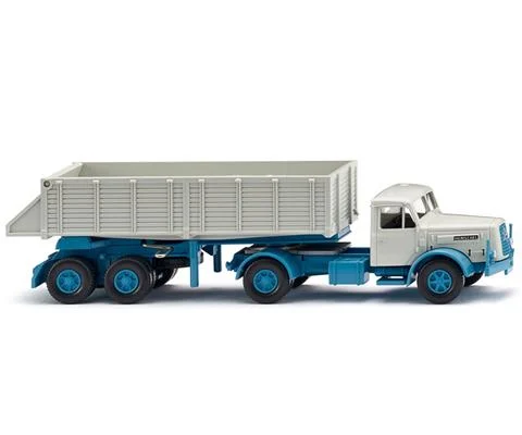 Henschel Rear Dump Truck in Light Blue and Papyrus White - WIKING