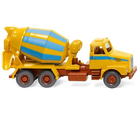 Volvo N10 Concrete Mixer in Maize Yellow and Light Blue - WIKING