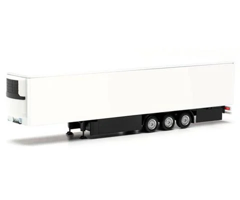 15M Refrigerated Truck Trailer with Pallet Box and Rear Side Panel in White - HERPA