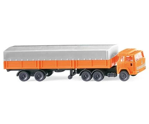 DB - Magirus Flatbed Tractor Trailer with Tarp in Orange