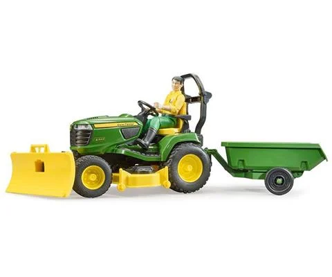 John Deere Lawn Tractor with Trailer and Figure - BRUDER