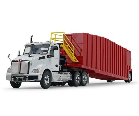 Kenworth T880 Winch Truck in White and Pinnacle Frac Tank Trailer in Viper Red - FIRST GEAR