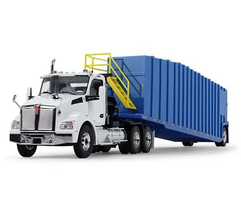Kenworth T880 Winch Truck in White and Pinnacle Frac Tank Trailer in Blue - FIRST GEAR