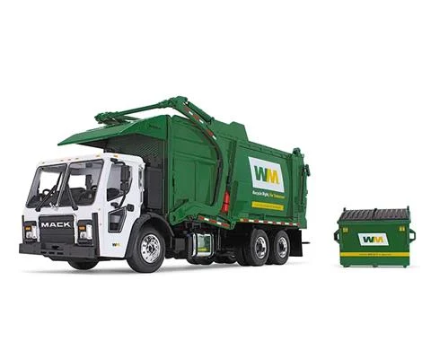 Waste Management - Mack LR Refuse Truck with McNeilus Meridian Front Loader and Trash Bin