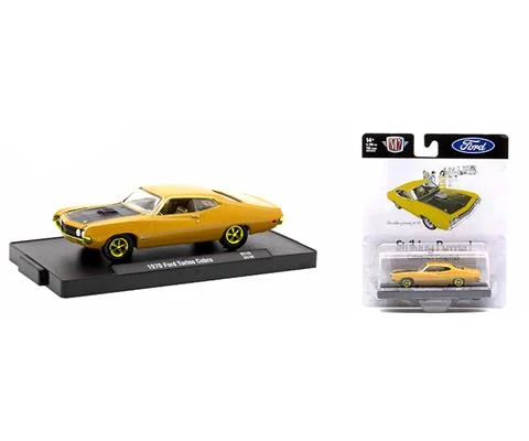1970 Ford Torino Cobra in Yellow with Black Accents with Gold Chrome Rims - M2MACHINES