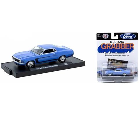1970 Ford Mustang Grabber in Blue with Black Accents - M2MACHINES