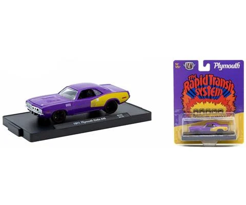 1971 Plymouth Cuda 440 in Purple and Yellow - M2MACHINES