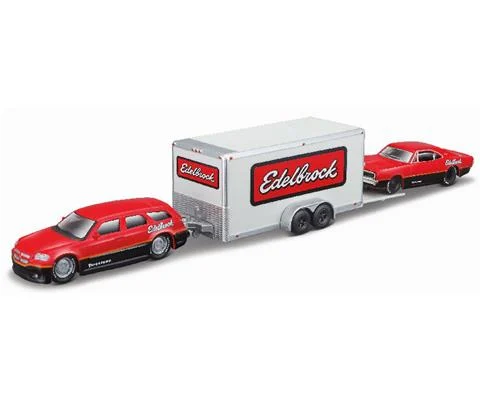 Edelbrock - 2006 Dodge Magnum R/T with Car Trailer and 1969 Dodge Charger R/T - Maisto Design Racing Team Haulers
