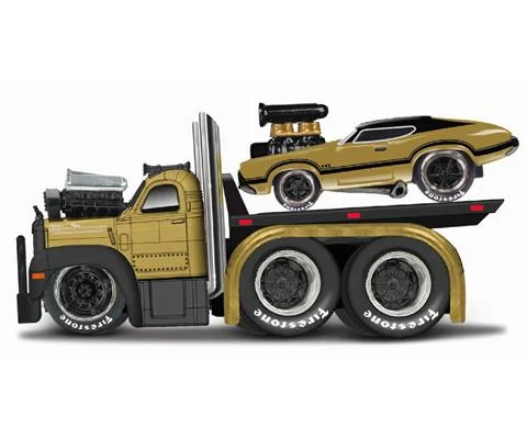 1953 Mack B-61 Flatbed Truck with 1970 Oldsmobile 442 - Muscle Machines Muscle Transports