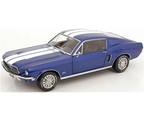 1968 Ford Mustang GT Fastback in Metallic Blue with White Stripes - KK SCALE