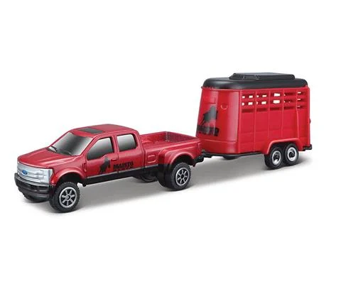Maisto - Ford Pickup Truck in Red and Black with Livestock Trailer - Heartland Haulers