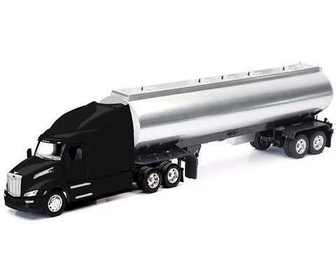 Peterbilt 579 Sleeper Cab in Black with Chrome Oil Tanker - NEW-RAY