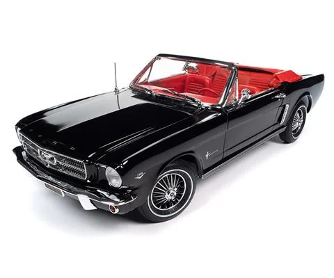 1964 5 Ford Mustang Convertible in Raven Black with Red Interior - AMERICAN MUSCLE