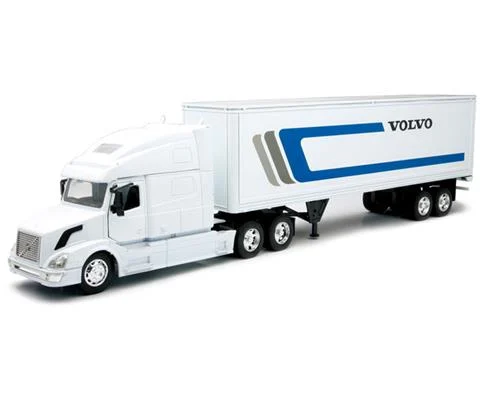 Volvo VN-780 with 40 Container in White cab with White trailer with Volvo Insignia