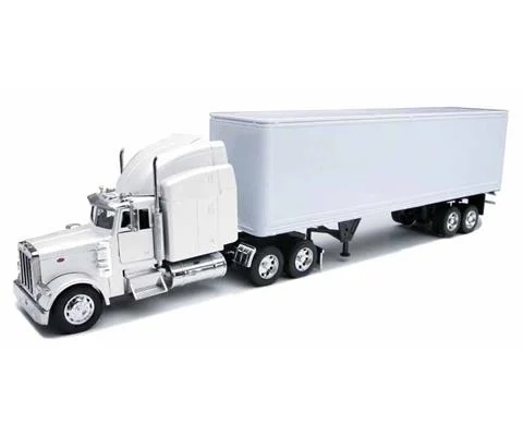 Peterbilt 379 Tractor with Dry Van Trailer in White - NEW-RAY