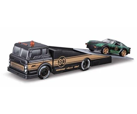 1980 Datsun 280ZX Ramp Truck in Black and Gold Allstars Elite Transport Rescue - MAISTO