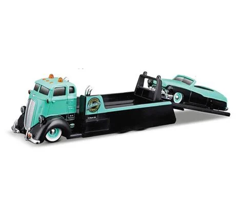 COE Flatbed with 1950 Mercury Custom in Teal - MAISTO