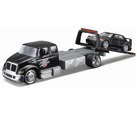 International Durastar Flatbed Truck with 1990 Mercedes-Benz 190E in Black