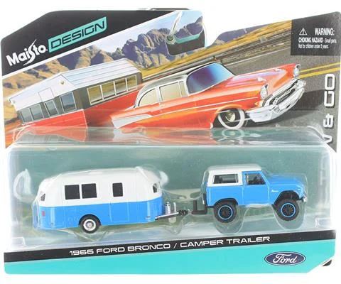 1966 Ford Bronco with Camper in Blue and White - Tow and Go Series