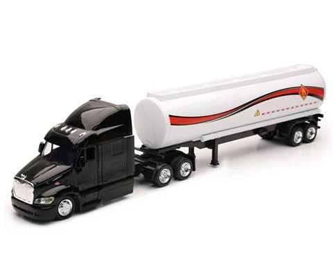 Peterbilt 387 Semi Truck in Black with Petroleum Trailer - NEW-RAY