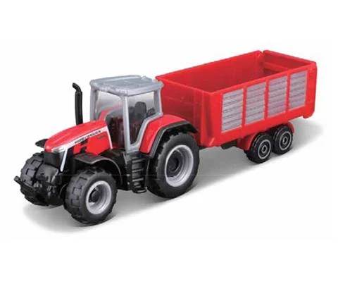 Massey Ferguson 8S 265 with Silage Trailer in Red - Mini Work Machines Series