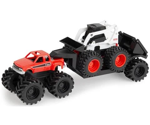 Bobcat Truck Trailer and Skid Steer Playset - Monster Treads Collection