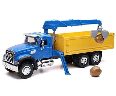 Mack Granite Dump Truck with Loading Crane and Rocks - NEW-RAY