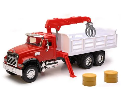 Mack Granite Stakebed Truck with Loading Crane and Round Hay Bales - NEW-RAY