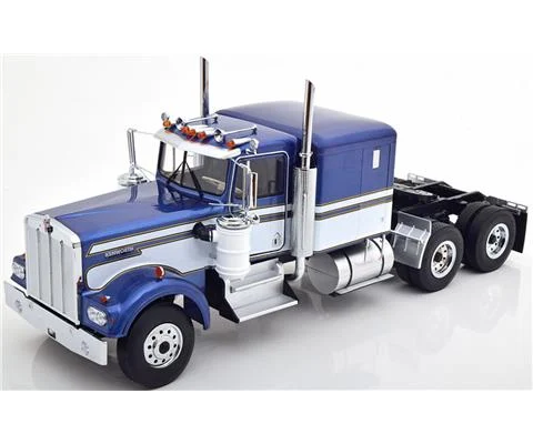Kenworth W900 Semi Truck in Blue Metallic and White Deco - Cab Only