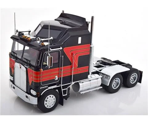 1976 Kenworth K100 Aerodyne Semi Truck in Black with Red Deco - Cab Only