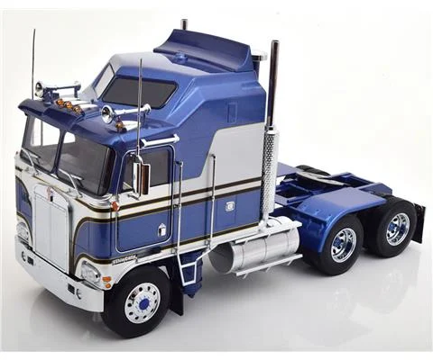 1976 Kenworth K100 Aerodyne Semi Truck in Metallic Blue with Silver Deco - Cab Only
