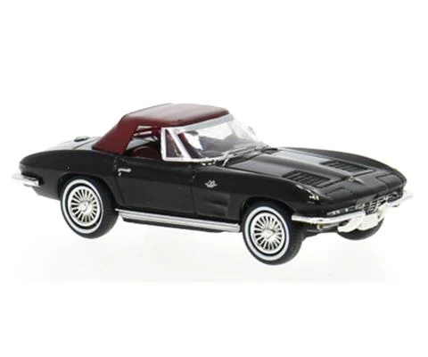 1962 Chevrolet Corvette C2 Convertible in Black with Top Up in Dark Red - BREKINA