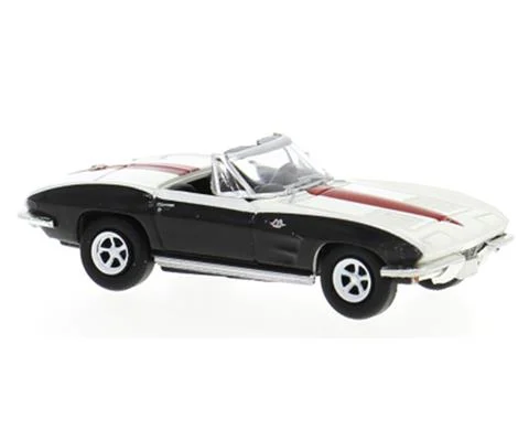 1962 Chevrolet Corvette C2 Convertible in Black and White with Red Racing Stripe - BREKINA