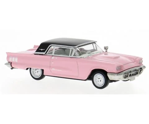 1960 Ford Thunderbird Convertible in Pink with Black Top Up - BREKINA