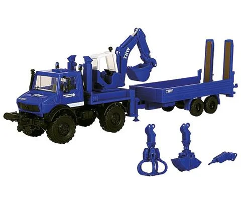 THW Unimog Excavator with Trailer - KIBRI