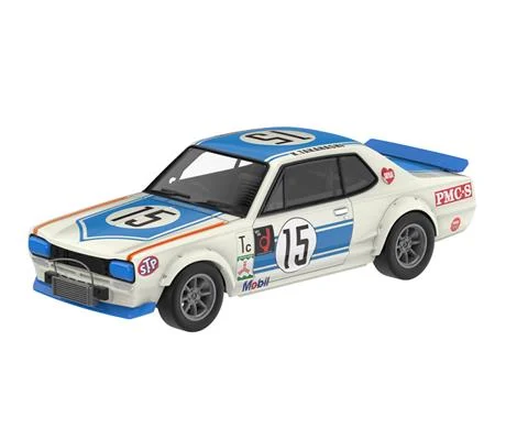 1971 Nissan Skyline Hakosuka with Custom Wheels and Yellow Roll Cage in White - GREENLIGHT