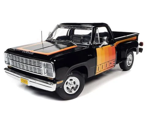 1980 Dodge Step Side Pickup Truck in Black with Multi-Colored Sport Stripes