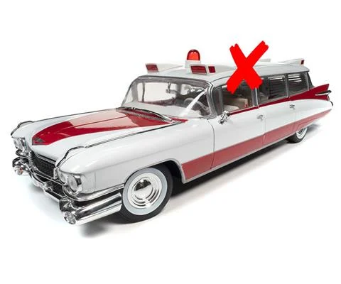 1959 Cadillac Eldorado Ambulance in White and Red - AUTO WORLD