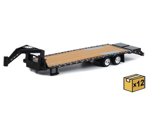 Gooseneck Trailer in Black with Red and White Conspicuity Stripes - GREENLIGHT