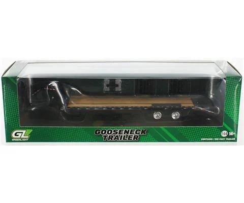 Gooseneck Trailer in Black with Red and White Conspicuity Stripes in Black Chrome - GREENLIGHT