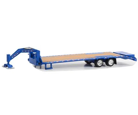 Gooseneck Trailer in Blue with Red and White Conspicuity Stripes - GREENLIGHT