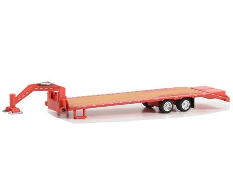 Gooseneck Trailer in Red with Red and White Conspicuity Stripes - GREENLIGHT