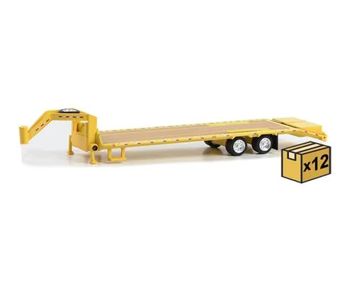 Gooseneck Trailer in Yellow with Red and White Conspicuity Stripes - GREENLIGHT