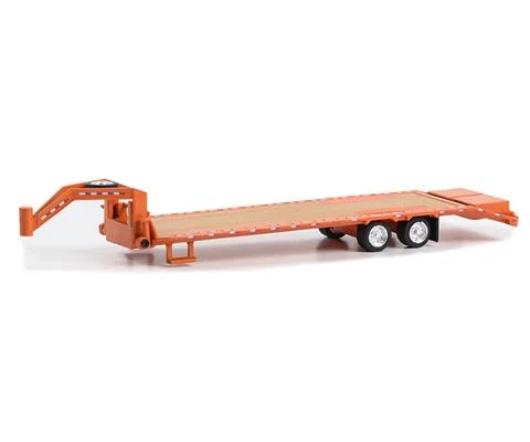 Gooseneck Trailer in Orange with Red and White Conspicuity Stripes - GREENLIGHT