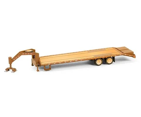 Gooseneck Trailer in Weathered with Red and White Conspicuity Stripes - GREENLIGHT