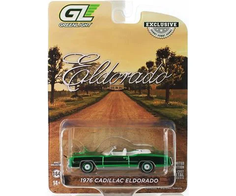 1976 Cadillac Eldorado Convertible in Green Chrome with Bull Horns Hood Ornament - GREENLIGHT